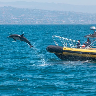 a small boat in a large body of water