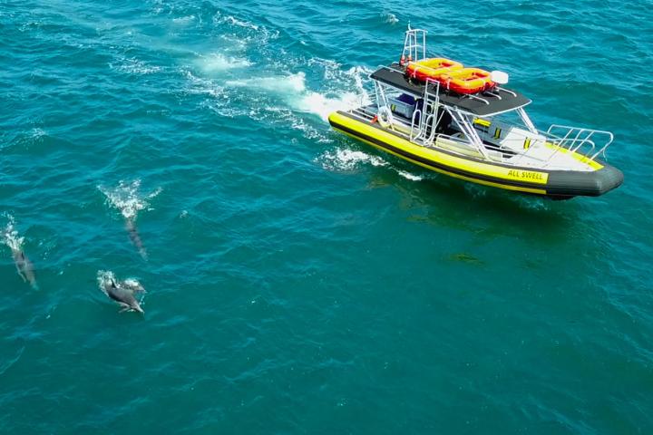 a small boat in a body of water